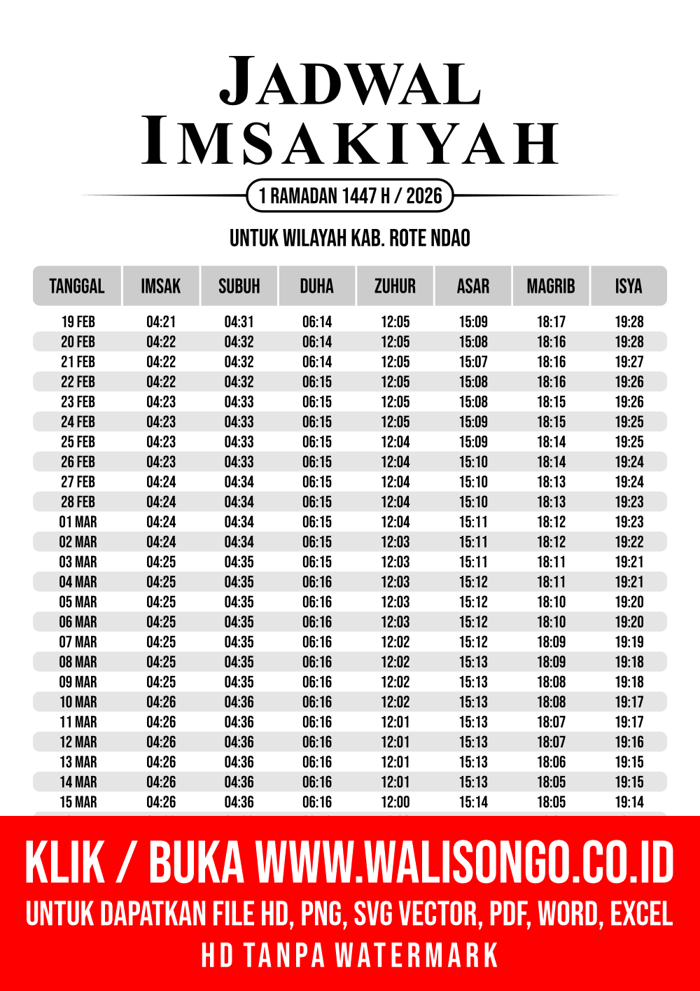 Desain Jadwal imsak Kab. Rote Ndao 2026