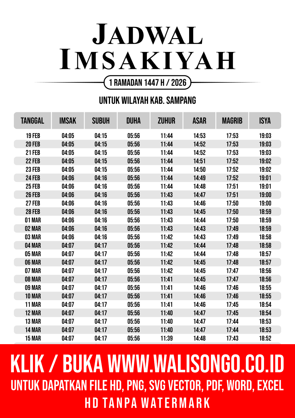 Desain Jadwal imsak Kab. Sampang 2026