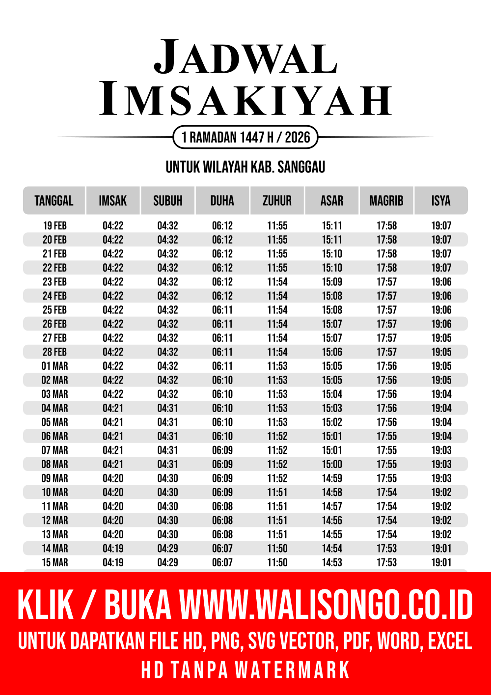 Desain Jadwal imsak Kab. Sanggau 2026