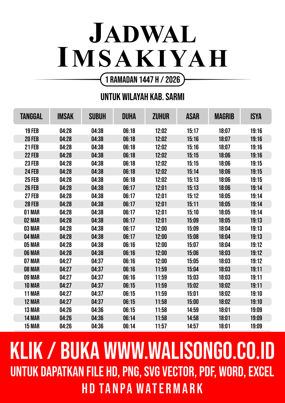 Desain Jadwal imsak Kab. Sarmi 2026