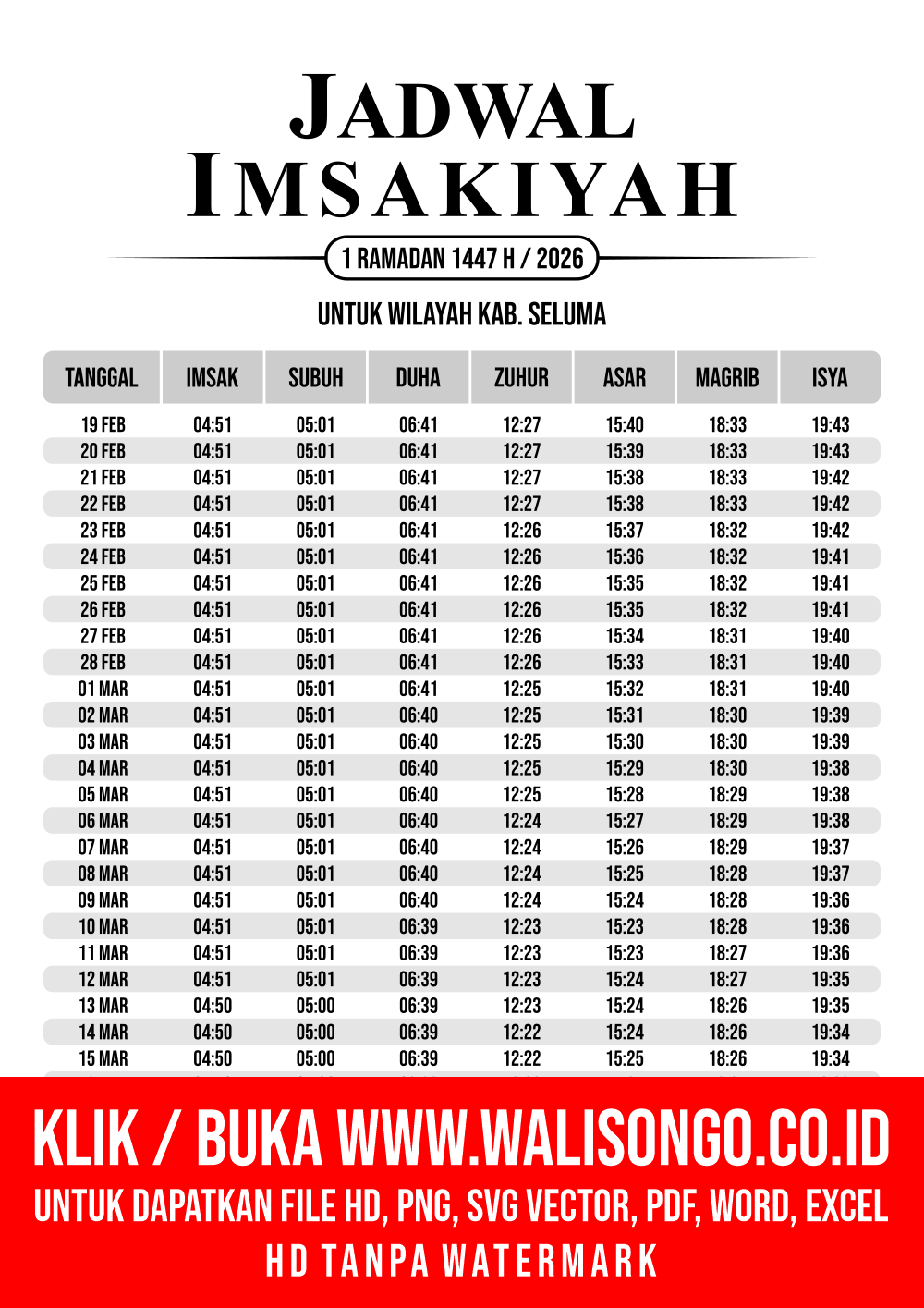 Desain Jadwal imsak Kab. Seluma 2026