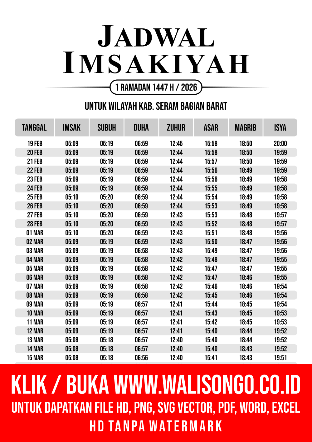 Desain Jadwal imsak Kab. Seram Bagian Barat 2026