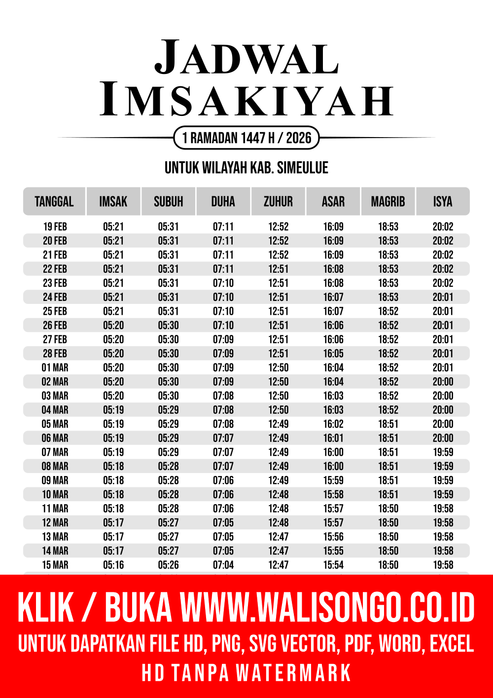 Desain Jadwal imsak Kab. Simeulue 2026
