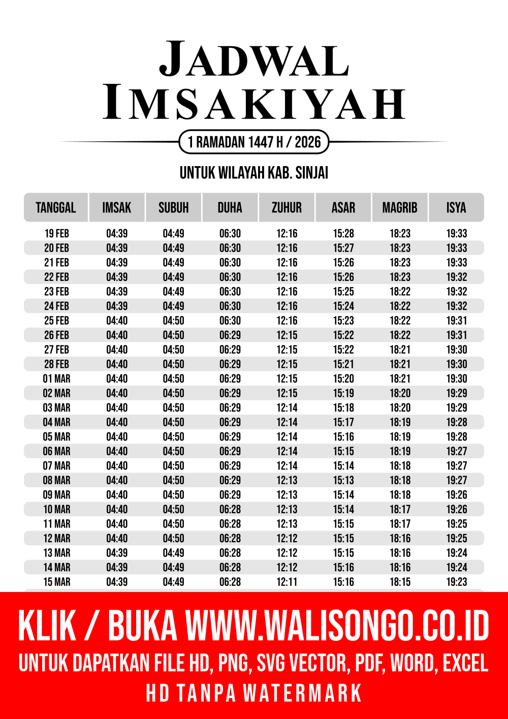 Desain Jadwal imsak Kab. Sinjai 2026
