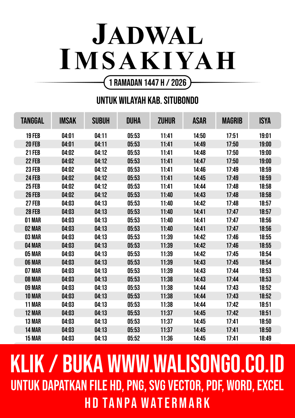 Desain Jadwal imsak Kab. Situbondo 2026