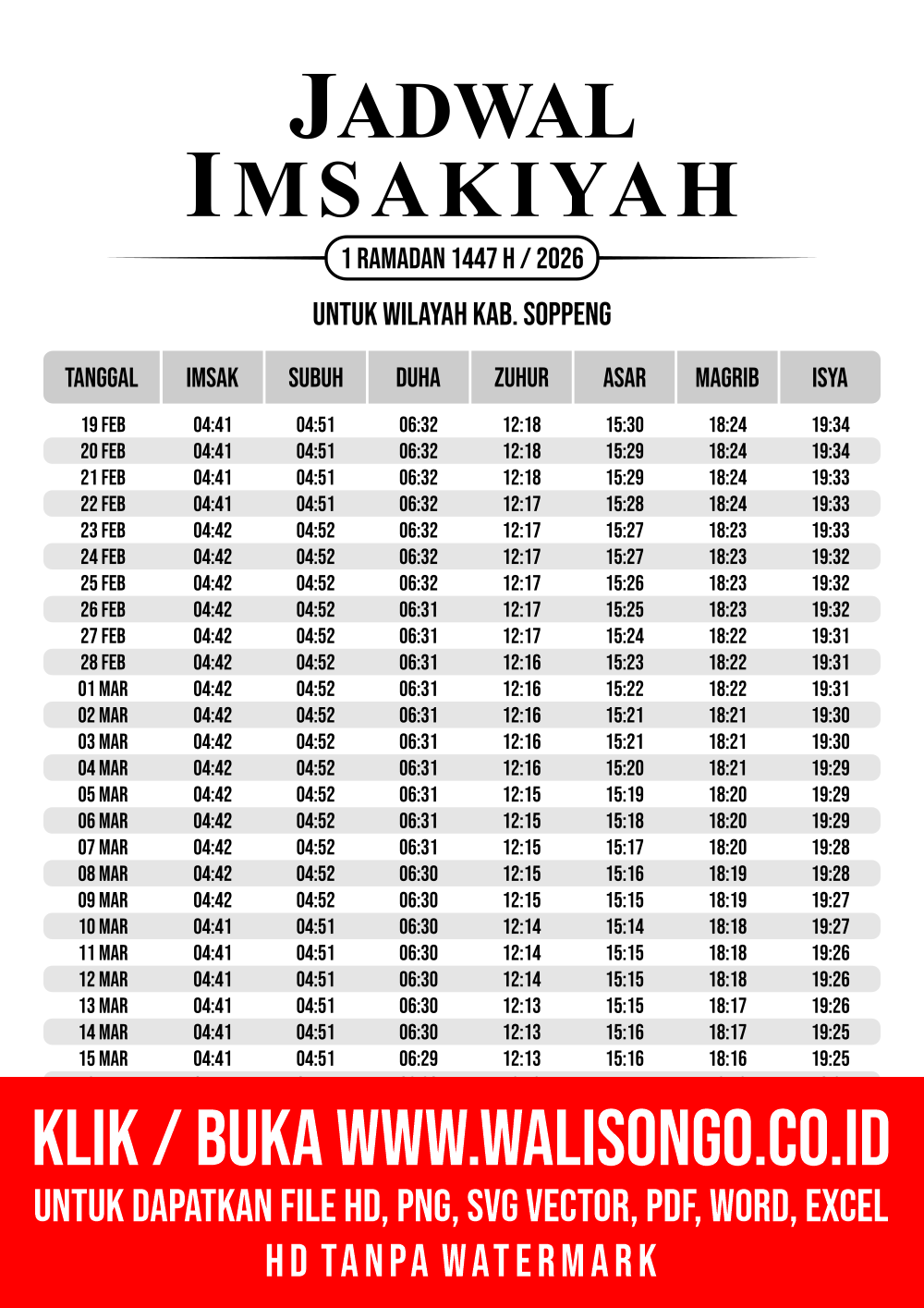 Desain Jadwal imsak Kab. Soppeng 2026