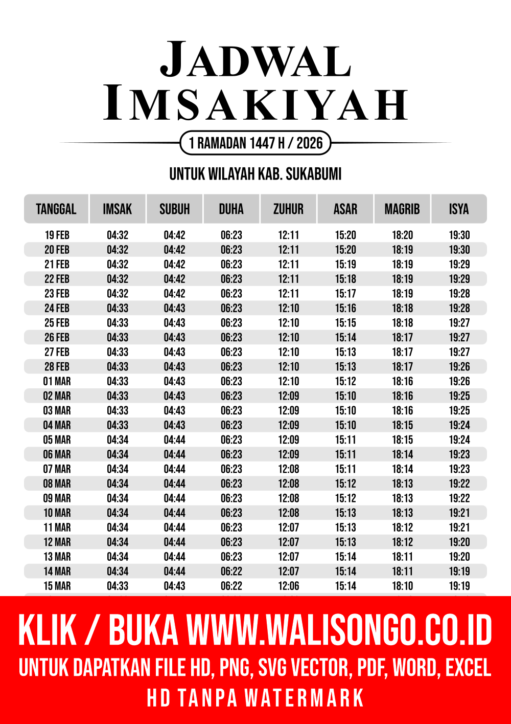 Desain Jadwal imsak Kab. Sukabumi 2026