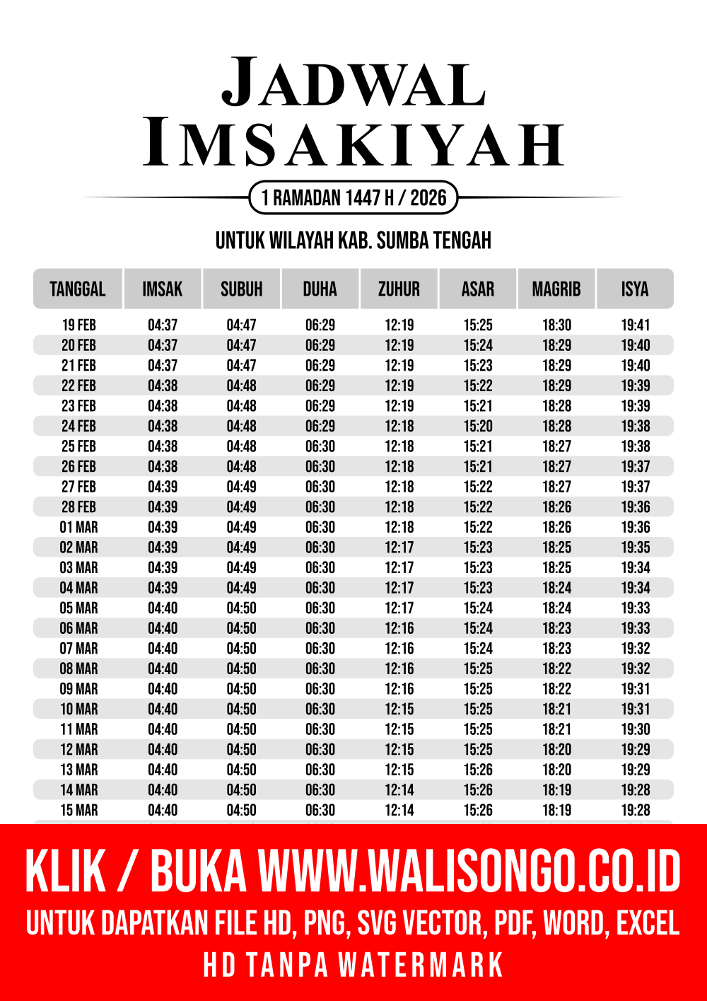 Desain Jadwal imsak Kab. Sumba Tengah 2026