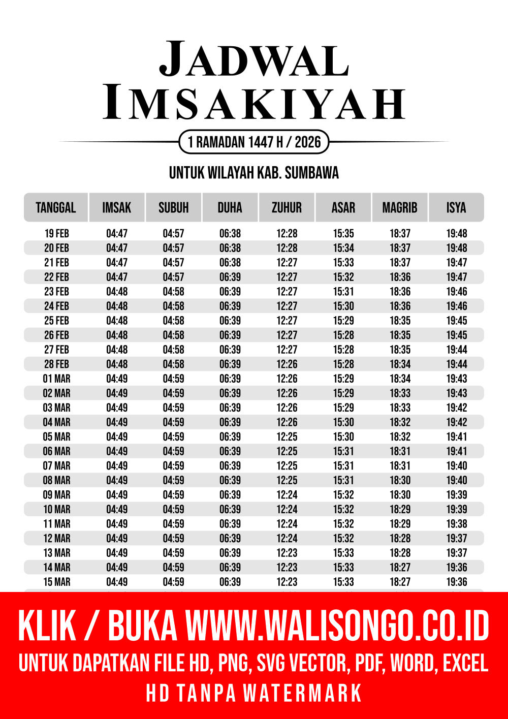 Desain Jadwal imsak Kab. Sumbawa 2026
