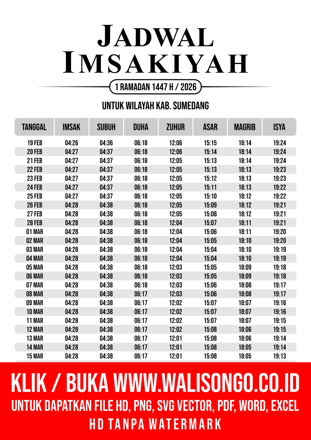 Desain Jadwal imsak Kab. Sumedang 2026