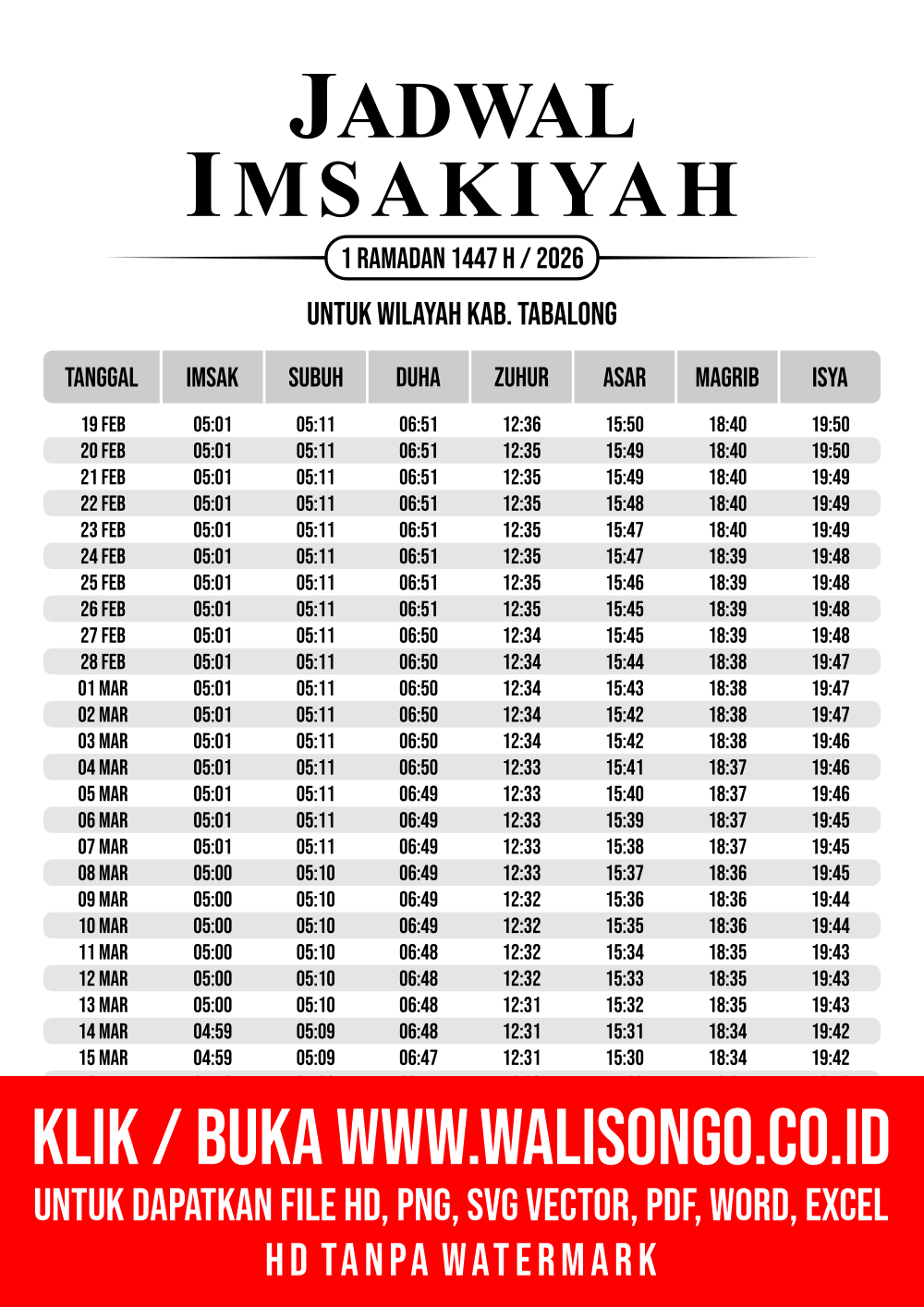 Desain Jadwal imsak Kab. Tabalong 2026