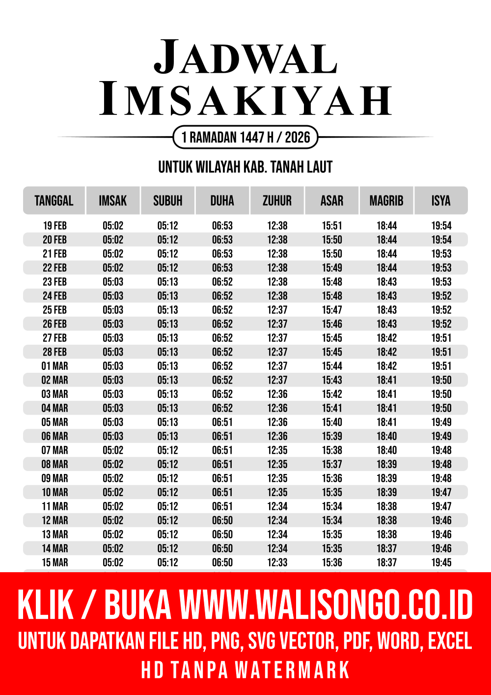 Desain Jadwal imsak Kab. Tanah Laut 2026