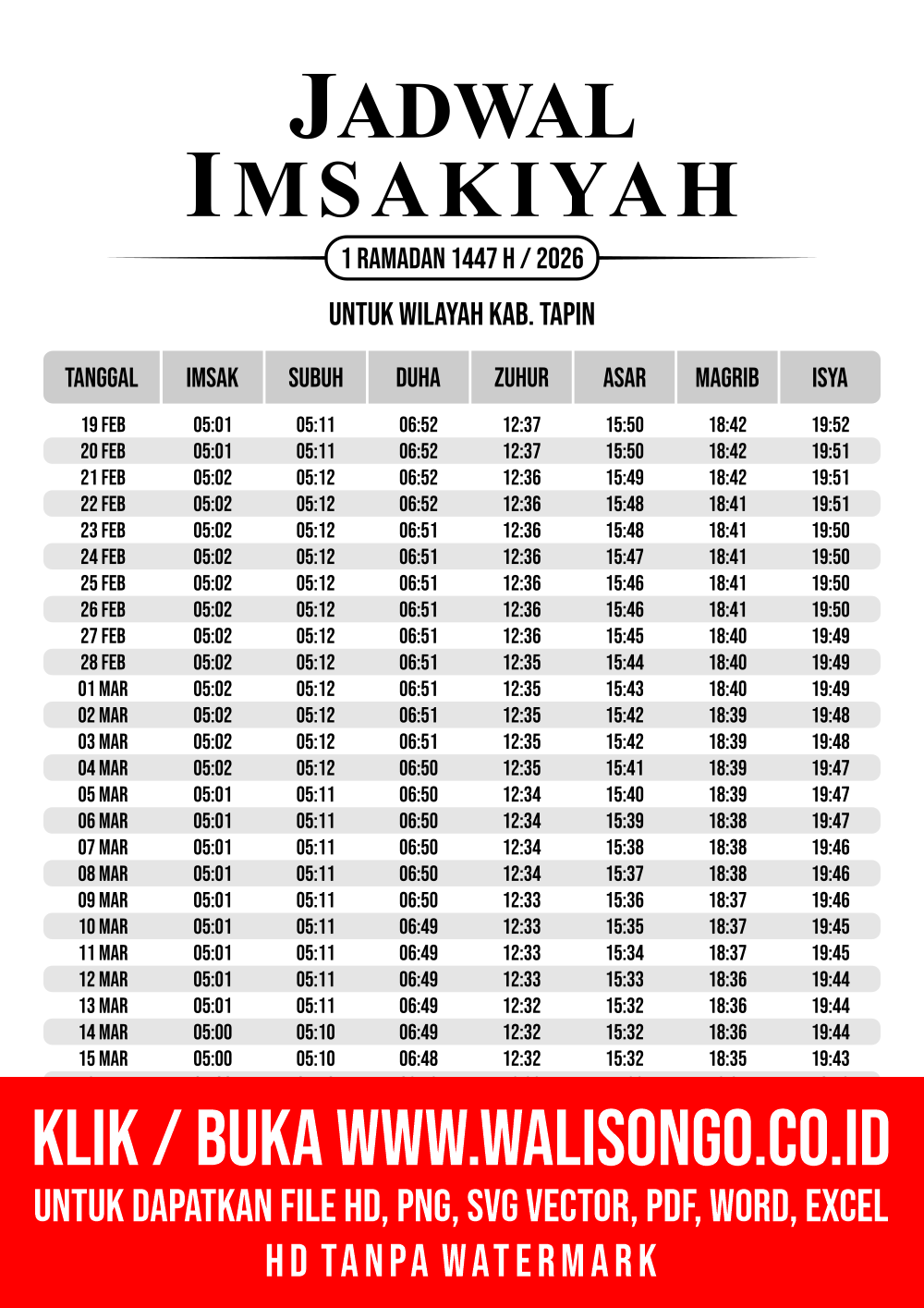 Desain Jadwal imsak Kab. Tapin 2026