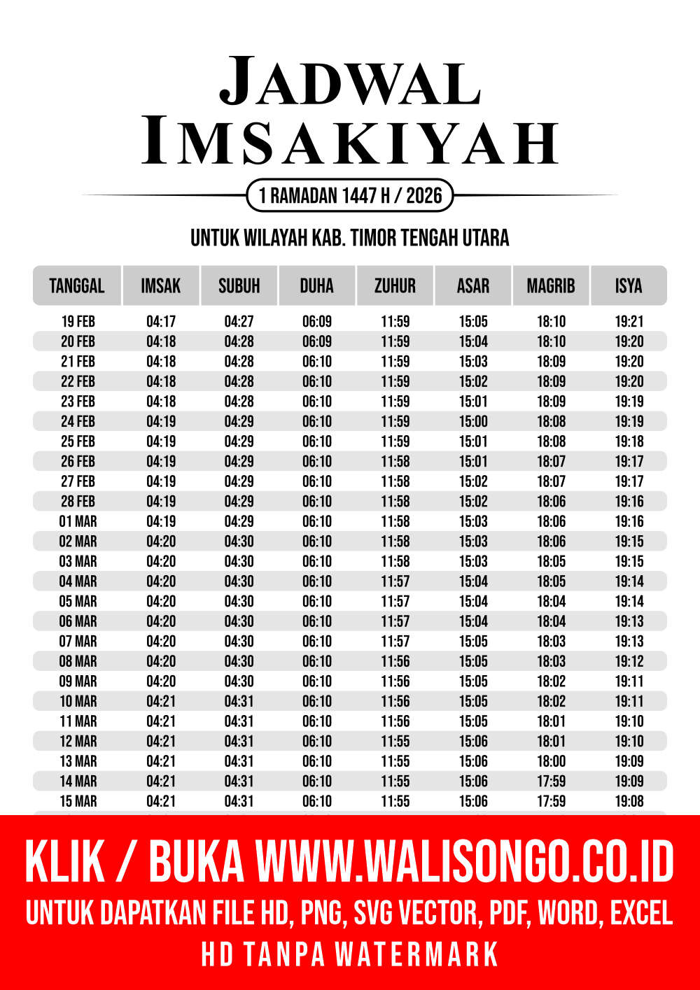 Desain Jadwal imsak Kab. Timor Tengah Utara 2026