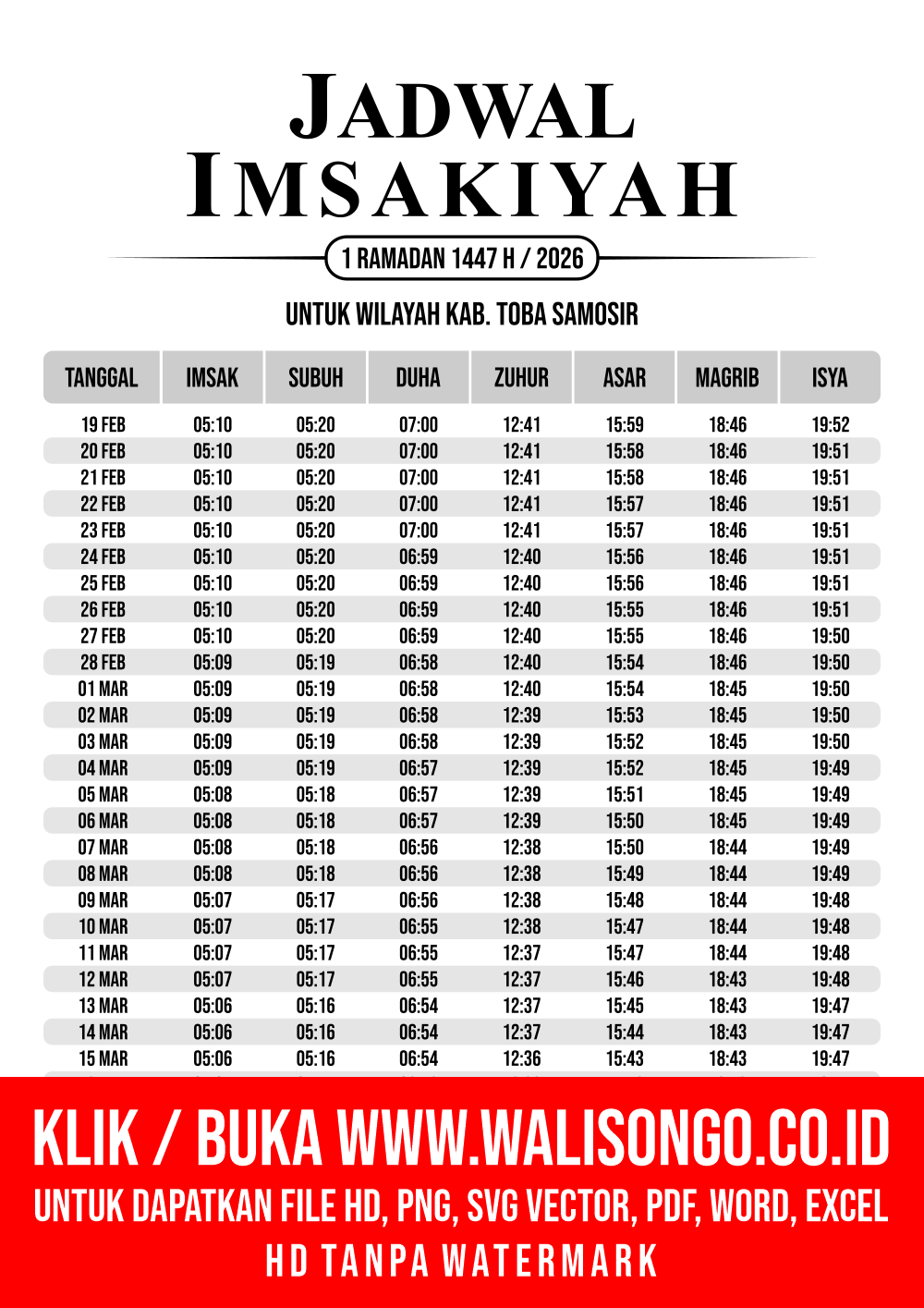 Desain Jadwal imsak Kab. Toba Samosir 2026