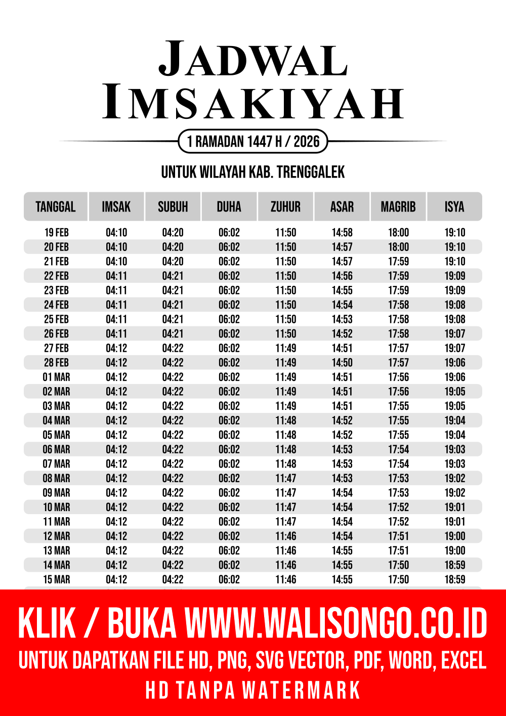 Desain Jadwal imsak Kab. Trenggalek 2026