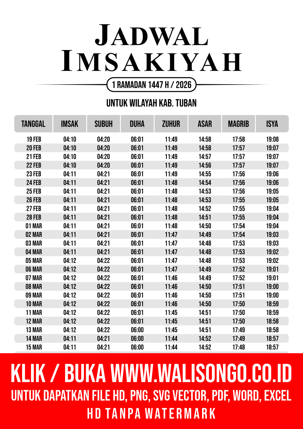 Desain Jadwal imsak Kab. Tuban 2026