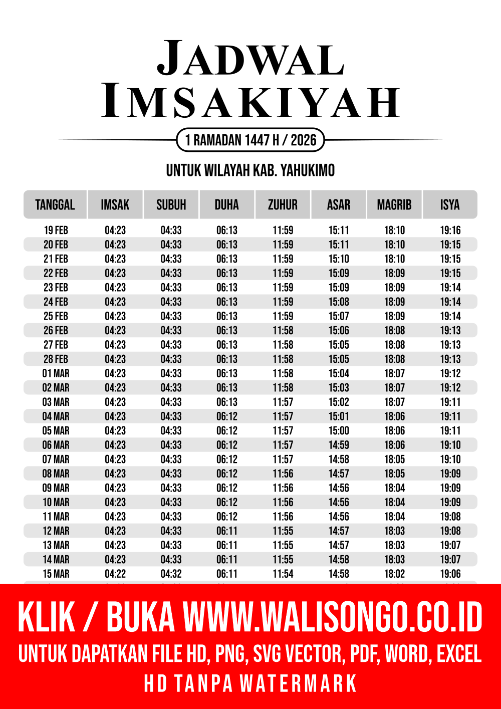 Desain Jadwal imsak Kab. Yahukimo 2026