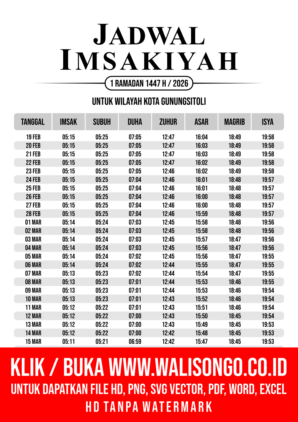 Desain Jadwal imsak Kota Gunungsitoli 2026
