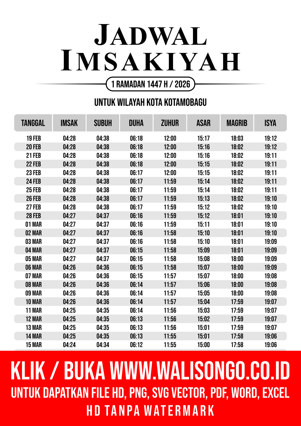 Desain Jadwal imsak Kota Kotamobagu 2026
