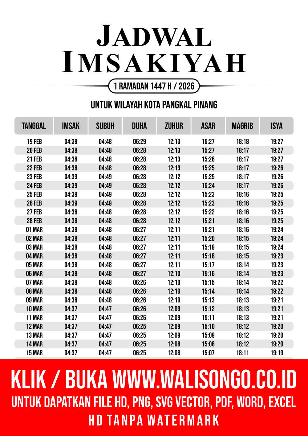 Desain Jadwal imsak Kota Pangkal Pinang 2026