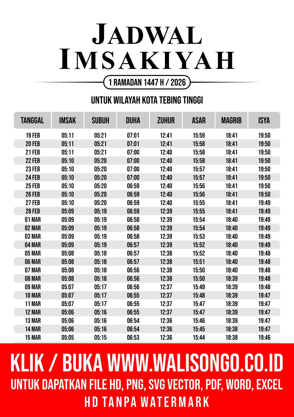 Desain Jadwal imsak Kota Tebing Tinggi 2026