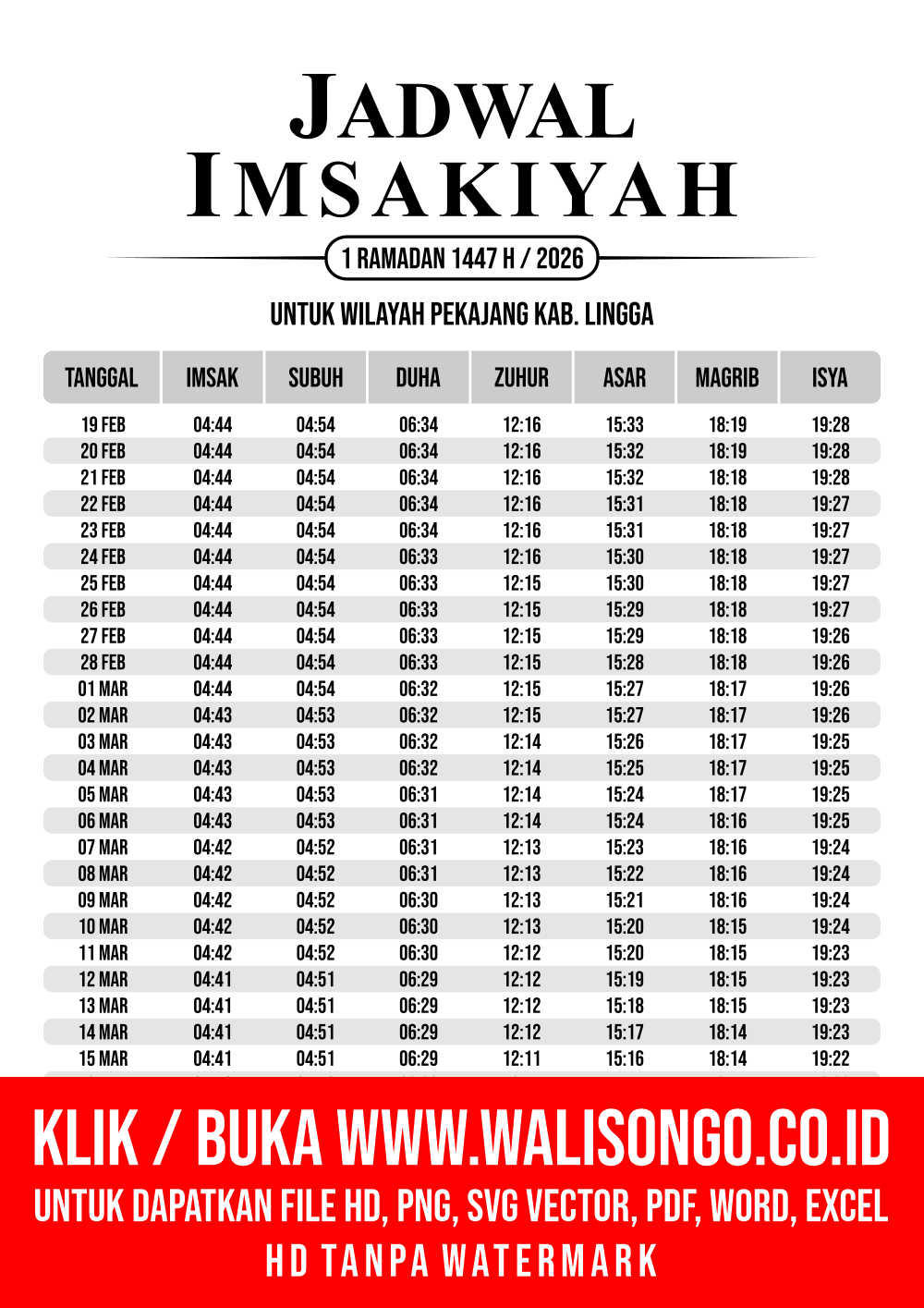 Desain Jadwal imsak Pekajang Kab. Lingga 2026