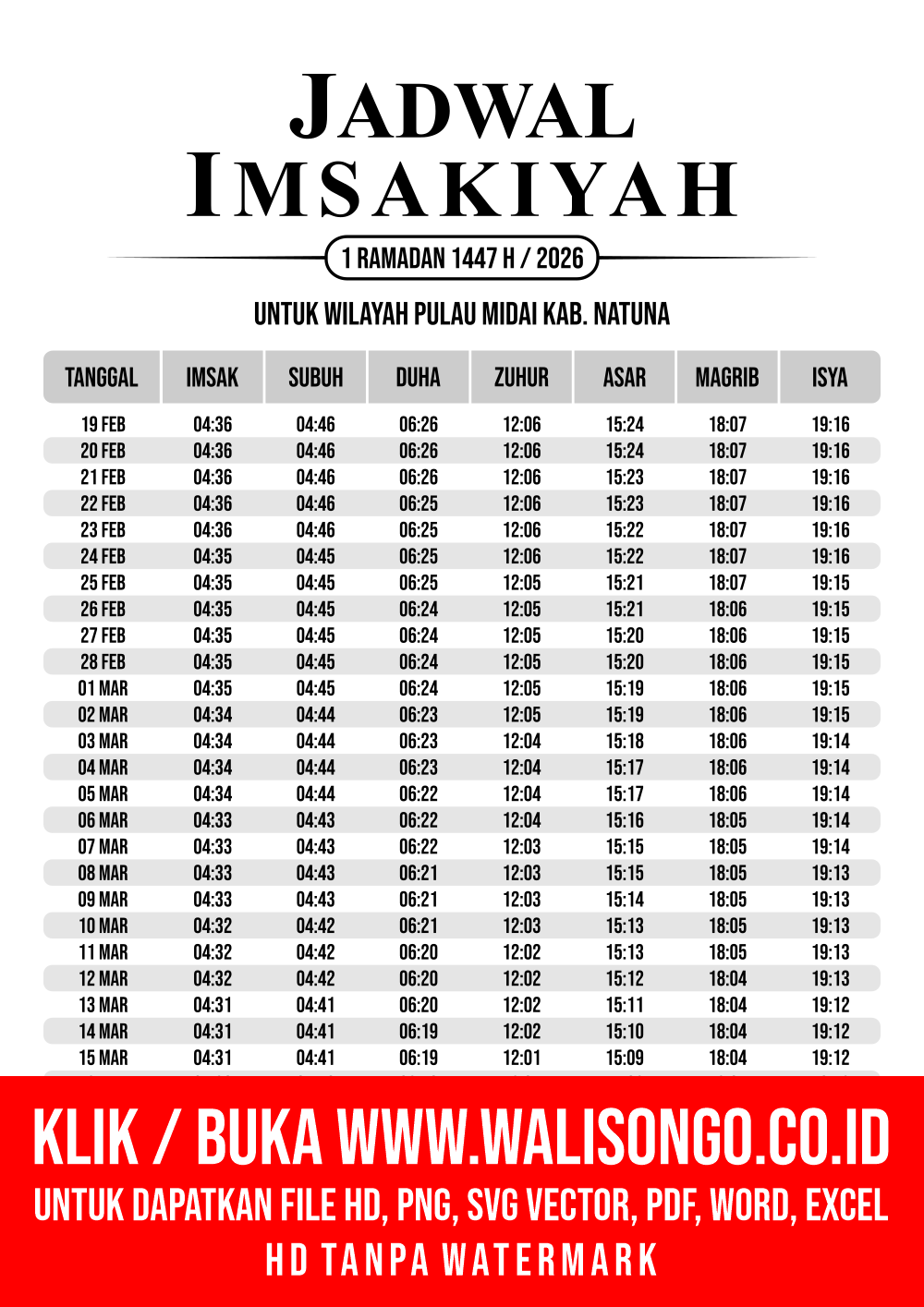 Desain Jadwal imsak Pulau Midai Kab. Natuna 2026